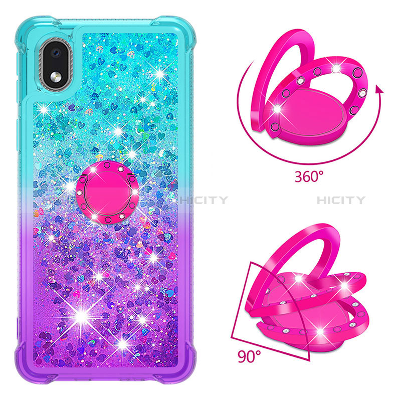 Silikon Hülle Handyhülle Gummi Schutzhülle Flexible Tasche Bling-Bling mit Fingerring Ständer S02 für Samsung Galaxy M01 Core