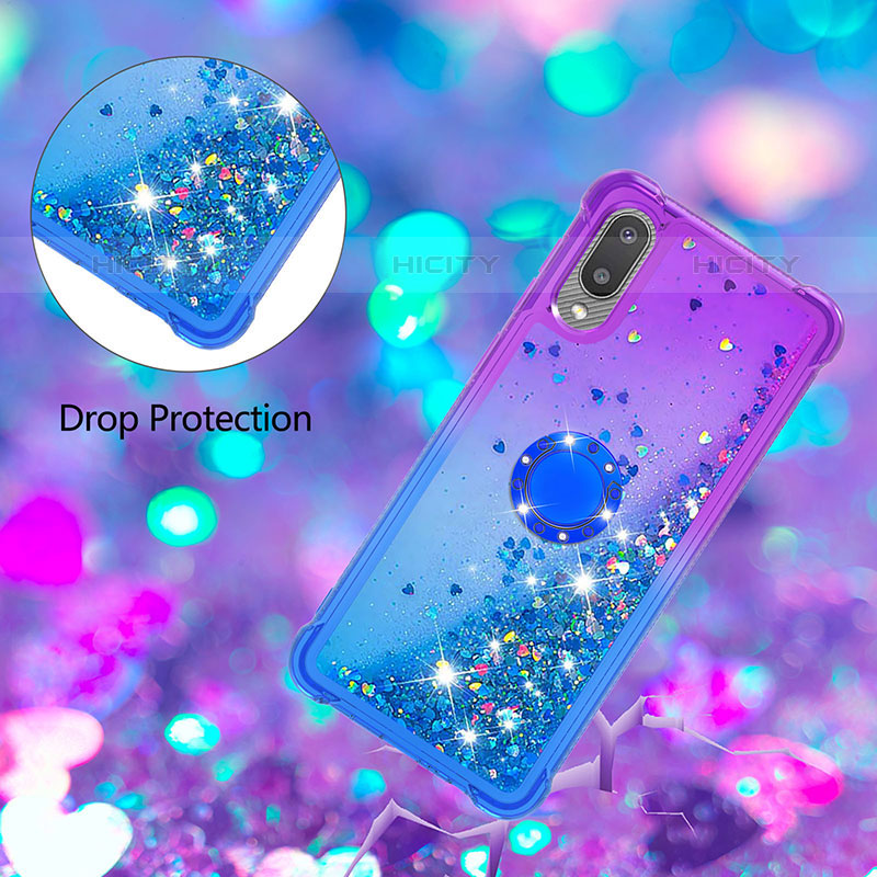 Silikon Hülle Handyhülle Gummi Schutzhülle Flexible Tasche Bling-Bling mit Fingerring Ständer S02 für Samsung Galaxy M02