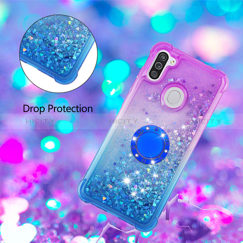 Silikon Hülle Handyhülle Gummi Schutzhülle Flexible Tasche Bling-Bling mit Fingerring Ständer S02 für Samsung Galaxy M11