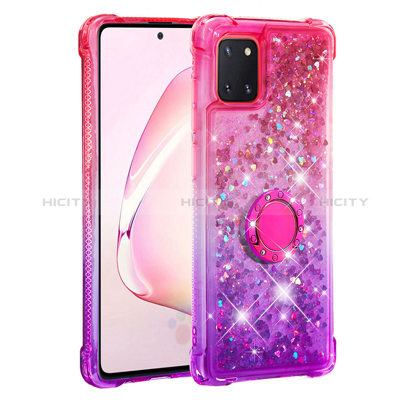 Silikon Hülle Handyhülle Gummi Schutzhülle Flexible Tasche Bling-Bling mit Fingerring Ständer S02 für Samsung Galaxy M60s