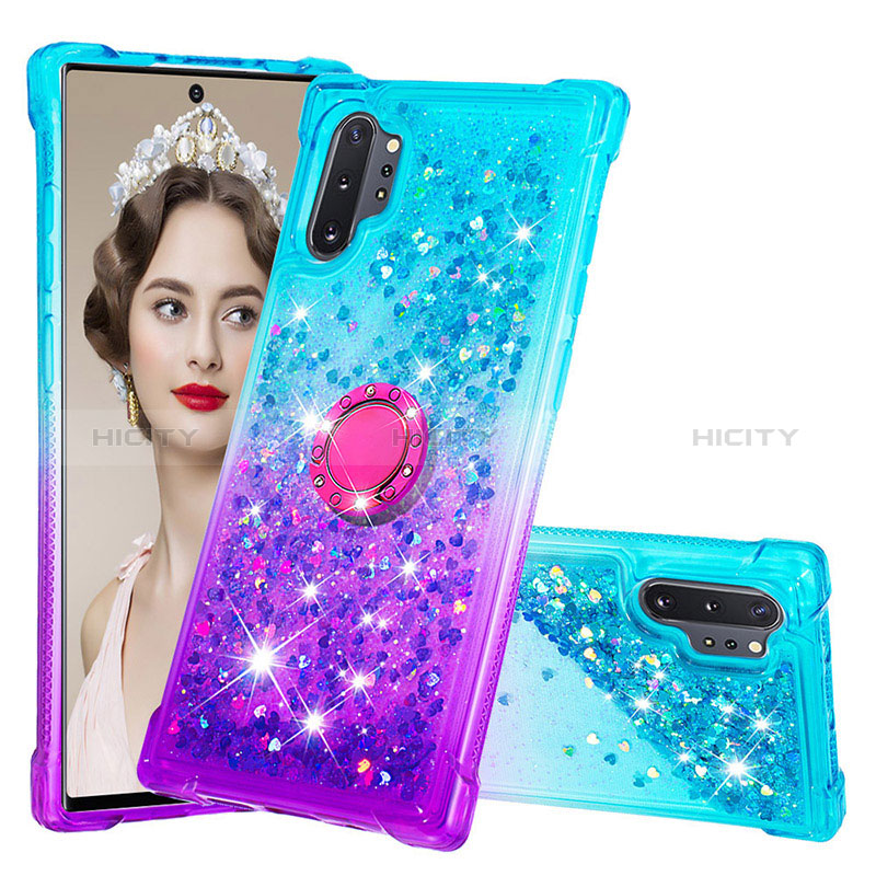 Silikon Hülle Handyhülle Gummi Schutzhülle Flexible Tasche Bling-Bling mit Fingerring Ständer S02 für Samsung Galaxy Note 10 Plus 5G groß