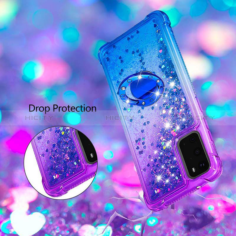 Silikon Hülle Handyhülle Gummi Schutzhülle Flexible Tasche Bling-Bling mit Fingerring Ständer S02 für Samsung Galaxy S20