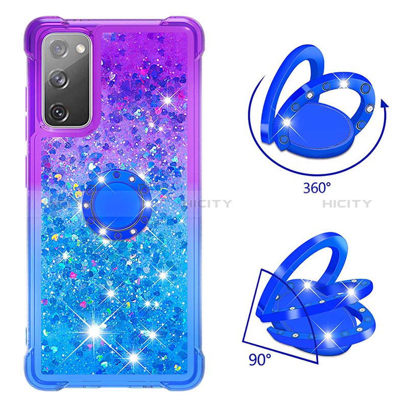 Silikon Hülle Handyhülle Gummi Schutzhülle Flexible Tasche Bling-Bling mit Fingerring Ständer S02 für Samsung Galaxy S20 FE (2022) 5G