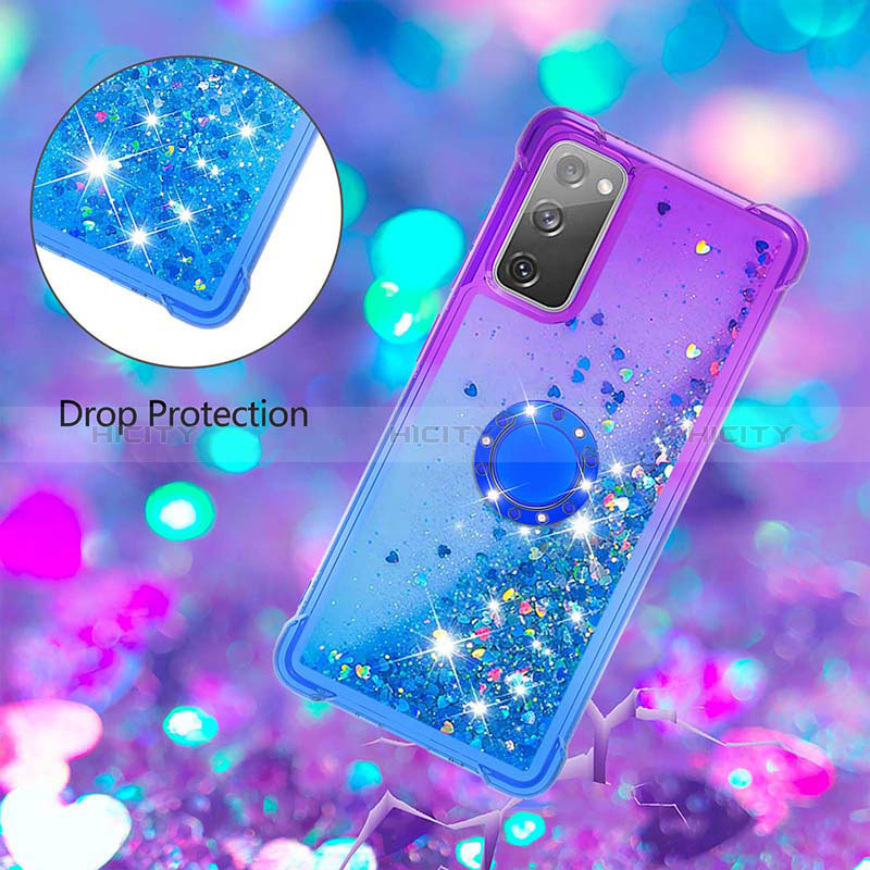 Silikon Hülle Handyhülle Gummi Schutzhülle Flexible Tasche Bling-Bling mit Fingerring Ständer S02 für Samsung Galaxy S20 FE 4G