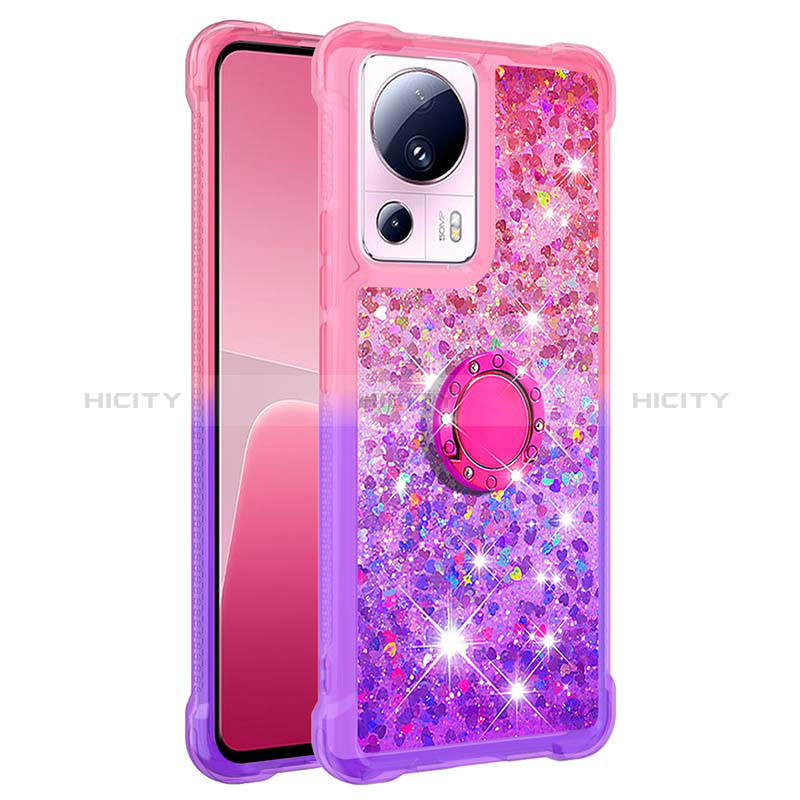 Silikon Hülle Handyhülle Gummi Schutzhülle Flexible Tasche Bling-Bling mit Fingerring Ständer S02 für Xiaomi Mi 12 Lite NE 5G Pink Plus