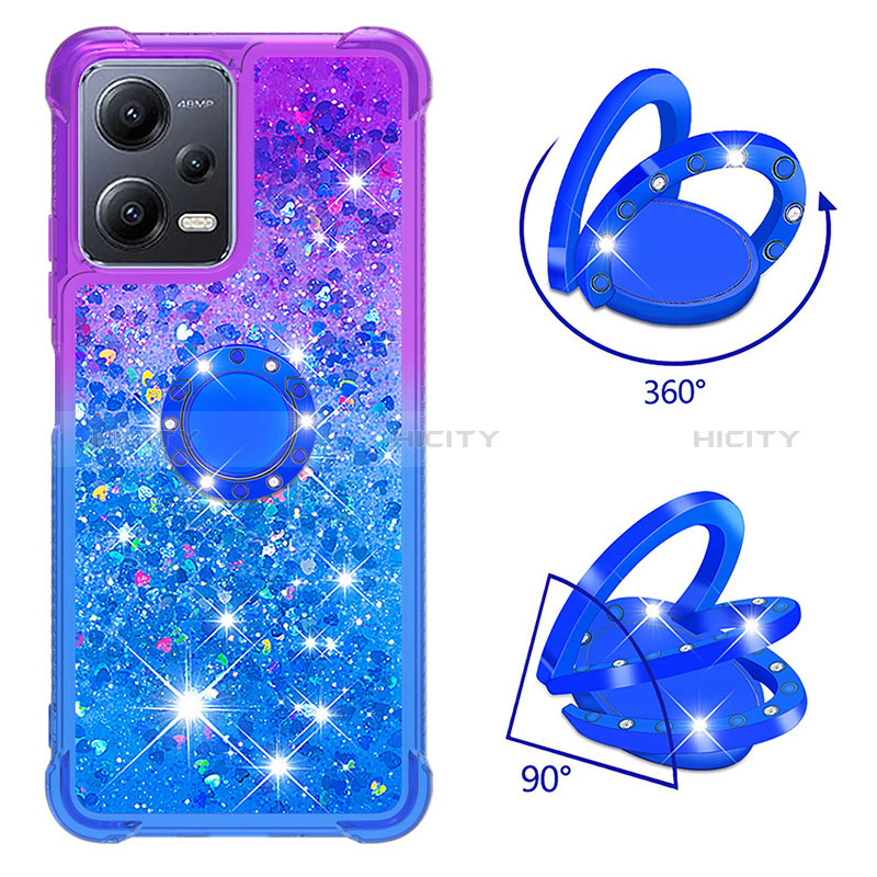 Silikon Hülle Handyhülle Gummi Schutzhülle Flexible Tasche Bling-Bling mit Fingerring Ständer S02 für Xiaomi Poco X5 5G