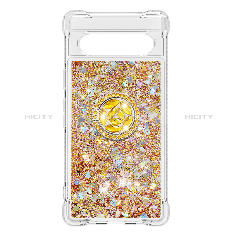 Silikon Hülle Handyhülle Gummi Schutzhülle Flexible Tasche Bling-Bling mit Fingerring Ständer S03 für Google Pixel 7a 5G groß