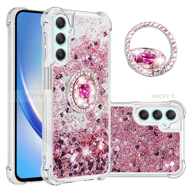 Silikon Hülle Handyhülle Gummi Schutzhülle Flexible Tasche Bling-Bling mit Fingerring Ständer YB1 für Samsung Galaxy A24 4G