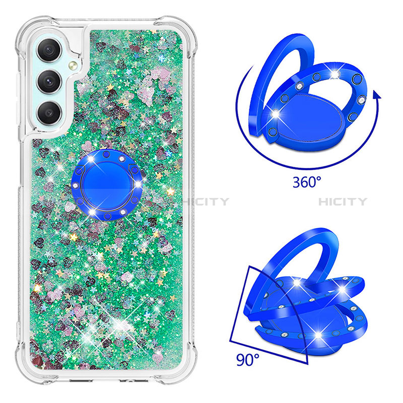 Silikon Hülle Handyhülle Gummi Schutzhülle Flexible Tasche Bling-Bling mit Fingerring Ständer YB1 für Samsung Galaxy A24 4G