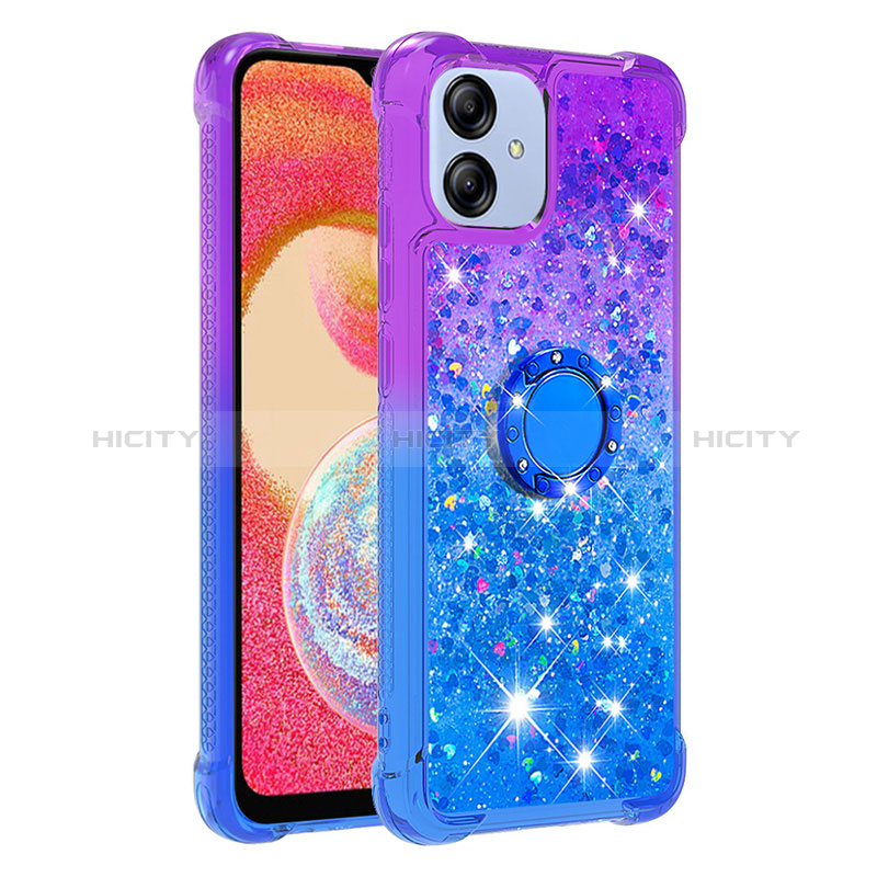 Silikon Hülle Handyhülle Gummi Schutzhülle Flexible Tasche Bling-Bling mit Fingerring Ständer YB2 für Samsung Galaxy A04E Violett