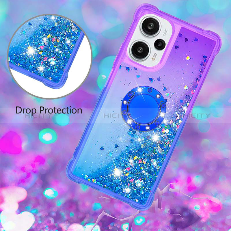 Silikon Hülle Handyhülle Gummi Schutzhülle Flexible Tasche Bling-Bling mit Fingerring Ständer YB2 für Xiaomi Poco F5 5G