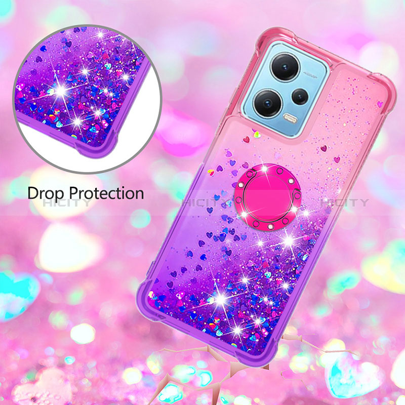 Silikon Hülle Handyhülle Gummi Schutzhülle Flexible Tasche Bling-Bling mit Fingerring Ständer YB2 für Xiaomi Poco X5 5G groß