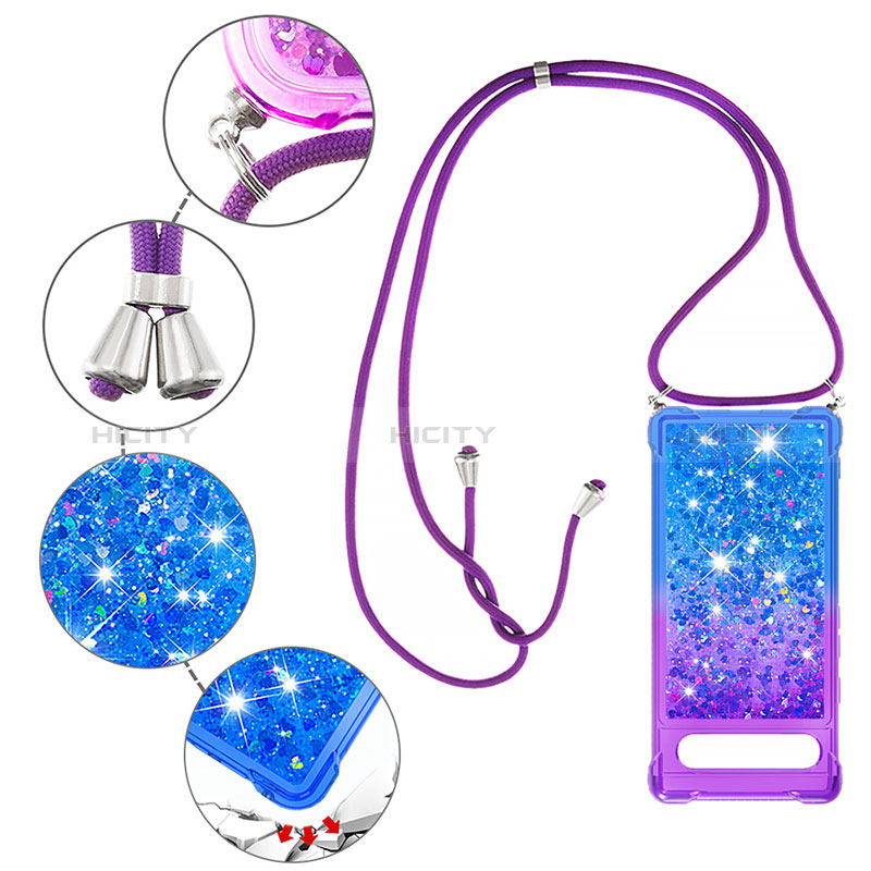 Silikon Hülle Handyhülle Gummi Schutzhülle Flexible Tasche Bling-Bling mit Schlüsselband Lanyard S01 für Google Pixel 7a 5G