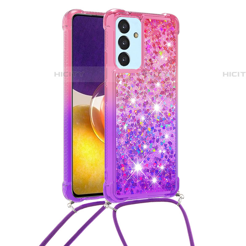 Silikon Hülle Handyhülle Gummi Schutzhülle Flexible Tasche Bling-Bling mit Schlüsselband Lanyard S01 für Samsung Galaxy A05s