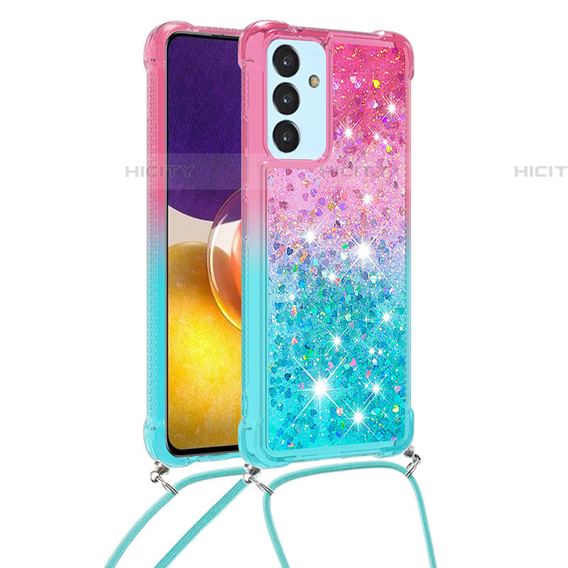 Silikon Hülle Handyhülle Gummi Schutzhülle Flexible Tasche Bling-Bling mit Schlüsselband Lanyard S01 für Samsung Galaxy A05s