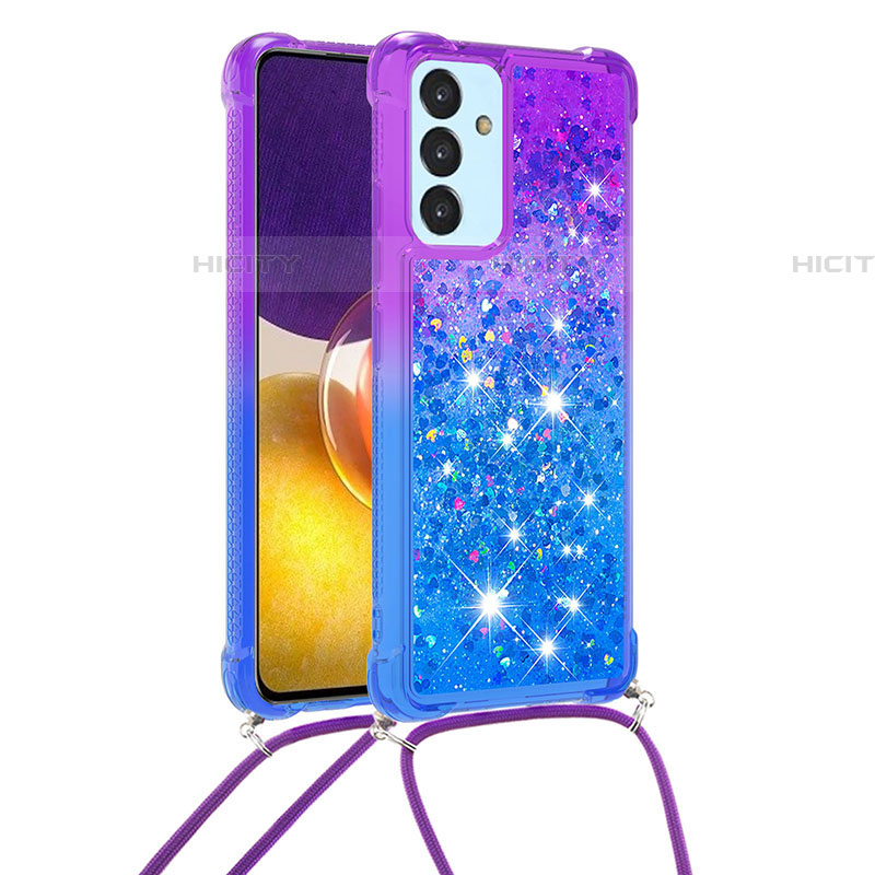 Silikon Hülle Handyhülle Gummi Schutzhülle Flexible Tasche Bling-Bling mit Schlüsselband Lanyard S01 für Samsung Galaxy A05s