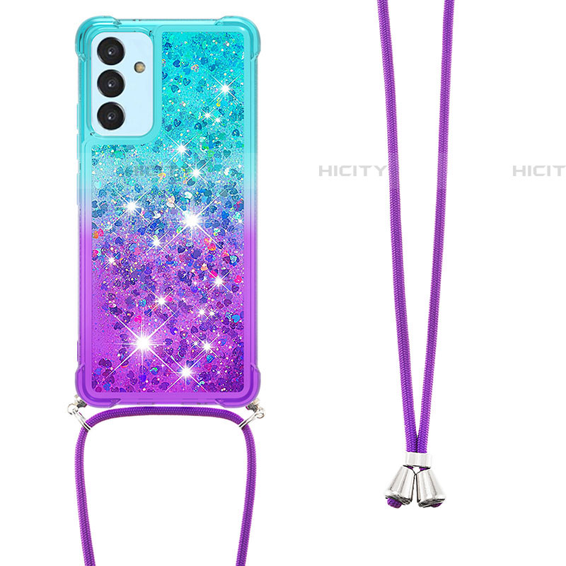 Silikon Hülle Handyhülle Gummi Schutzhülle Flexible Tasche Bling-Bling mit Schlüsselband Lanyard S01 für Samsung Galaxy A05s