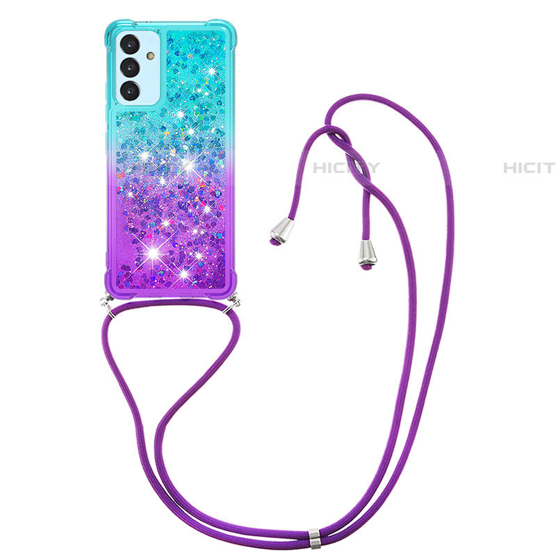 Silikon Hülle Handyhülle Gummi Schutzhülle Flexible Tasche Bling-Bling mit Schlüsselband Lanyard S01 für Samsung Galaxy A05s