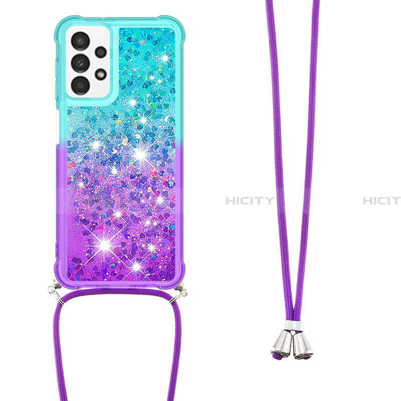 Silikon Hülle Handyhülle Gummi Schutzhülle Flexible Tasche Bling-Bling mit Schlüsselband Lanyard S01 für Samsung Galaxy A13 4G