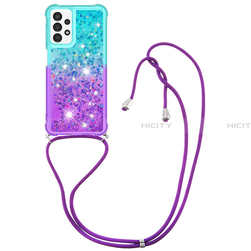 Silikon Hülle Handyhülle Gummi Schutzhülle Flexible Tasche Bling-Bling mit Schlüsselband Lanyard S01 für Samsung Galaxy A13 4G