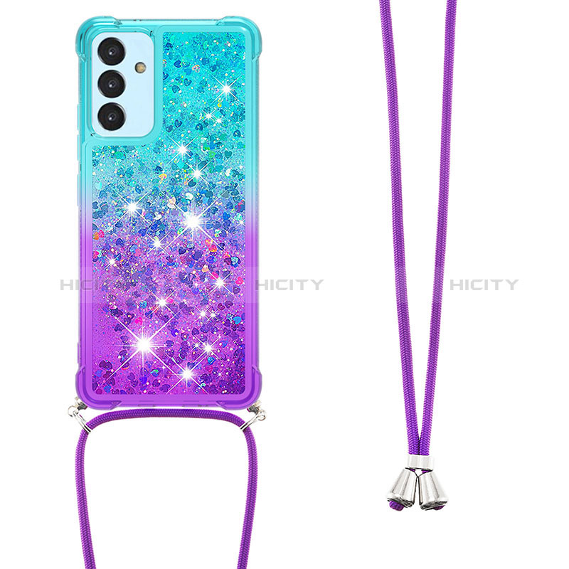 Silikon Hülle Handyhülle Gummi Schutzhülle Flexible Tasche Bling-Bling mit Schlüsselband Lanyard S01 für Samsung Galaxy A15 4G groß