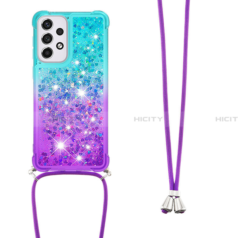 Silikon Hülle Handyhülle Gummi Schutzhülle Flexible Tasche Bling-Bling mit Schlüsselband Lanyard S01 für Samsung Galaxy A33 5G