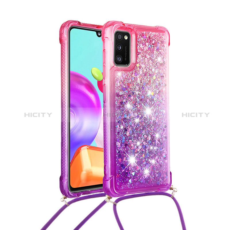 Silikon Hülle Handyhülle Gummi Schutzhülle Flexible Tasche Bling-Bling mit Schlüsselband Lanyard S01 für Samsung Galaxy A41