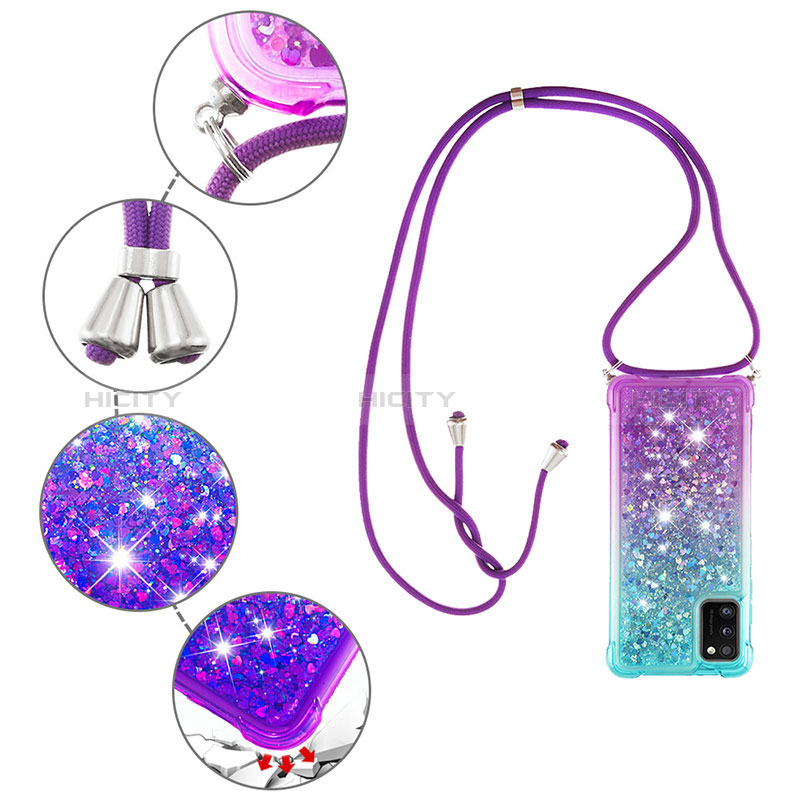 Silikon Hülle Handyhülle Gummi Schutzhülle Flexible Tasche Bling-Bling mit Schlüsselband Lanyard S01 für Samsung Galaxy A41