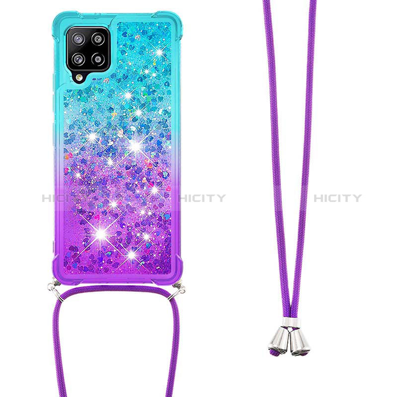 Silikon Hülle Handyhülle Gummi Schutzhülle Flexible Tasche Bling-Bling mit Schlüsselband Lanyard S01 für Samsung Galaxy A42 5G