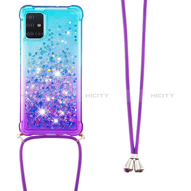 Silikon Hülle Handyhülle Gummi Schutzhülle Flexible Tasche Bling-Bling mit Schlüsselband Lanyard S01 für Samsung Galaxy A71 5G