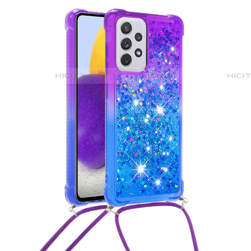 Silikon Hülle Handyhülle Gummi Schutzhülle Flexible Tasche Bling-Bling mit Schlüsselband Lanyard S01 für Samsung Galaxy A73 5G