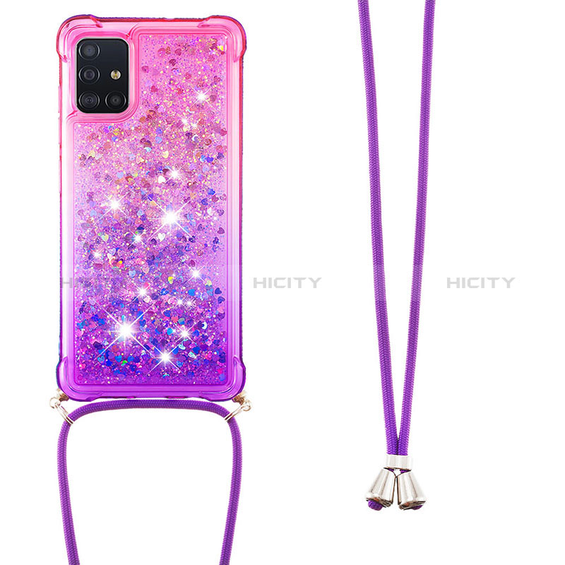 Silikon Hülle Handyhülle Gummi Schutzhülle Flexible Tasche Bling-Bling mit Schlüsselband Lanyard S01 für Samsung Galaxy M40S