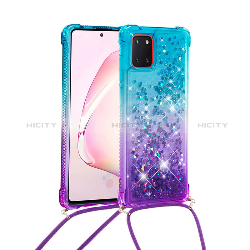 Silikon Hülle Handyhülle Gummi Schutzhülle Flexible Tasche Bling-Bling mit Schlüsselband Lanyard S01 für Samsung Galaxy M60s