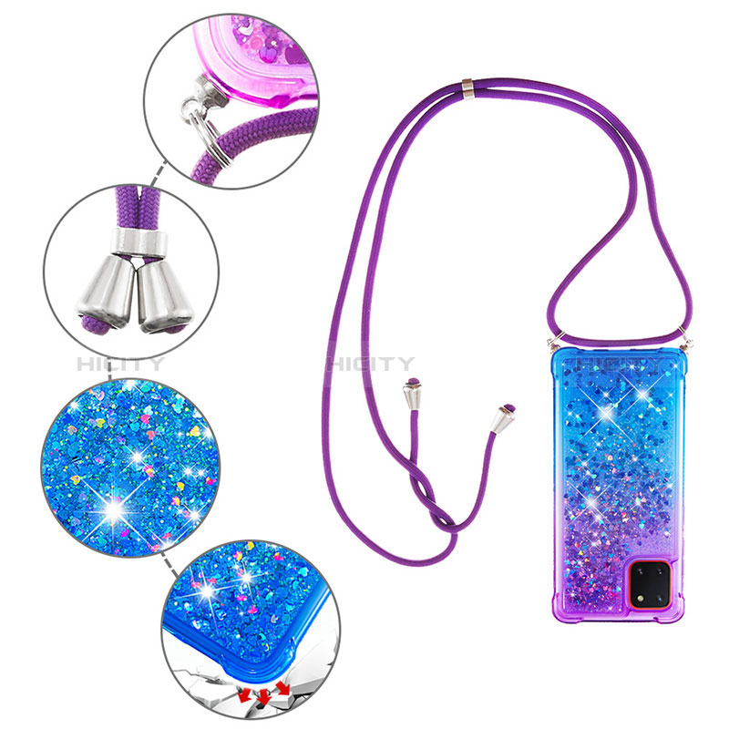 Silikon Hülle Handyhülle Gummi Schutzhülle Flexible Tasche Bling-Bling mit Schlüsselband Lanyard S01 für Samsung Galaxy Note 10 Lite groß