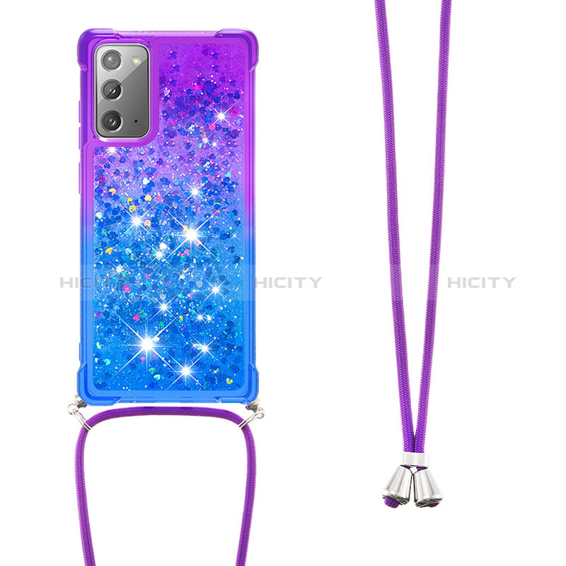 Silikon Hülle Handyhülle Gummi Schutzhülle Flexible Tasche Bling-Bling mit Schlüsselband Lanyard S01 für Samsung Galaxy Note 20 5G