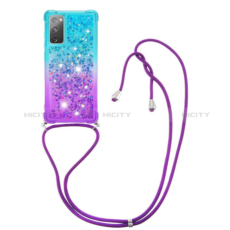 Silikon Hülle Handyhülle Gummi Schutzhülle Flexible Tasche Bling-Bling mit Schlüsselband Lanyard S01 für Samsung Galaxy S20 FE (2022) 5G groß