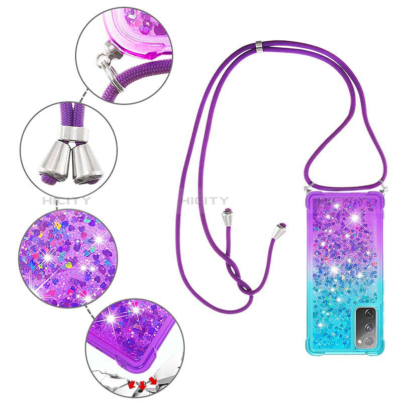 Silikon Hülle Handyhülle Gummi Schutzhülle Flexible Tasche Bling-Bling mit Schlüsselband Lanyard S01 für Samsung Galaxy S20 FE (2022) 5G groß