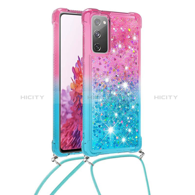 Silikon Hülle Handyhülle Gummi Schutzhülle Flexible Tasche Bling-Bling mit Schlüsselband Lanyard S01 für Samsung Galaxy S20 Lite 5G