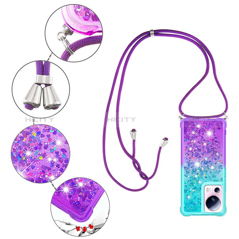 Silikon Hülle Handyhülle Gummi Schutzhülle Flexible Tasche Bling-Bling mit Schlüsselband Lanyard S01 für Xiaomi Civi 2 5G groß