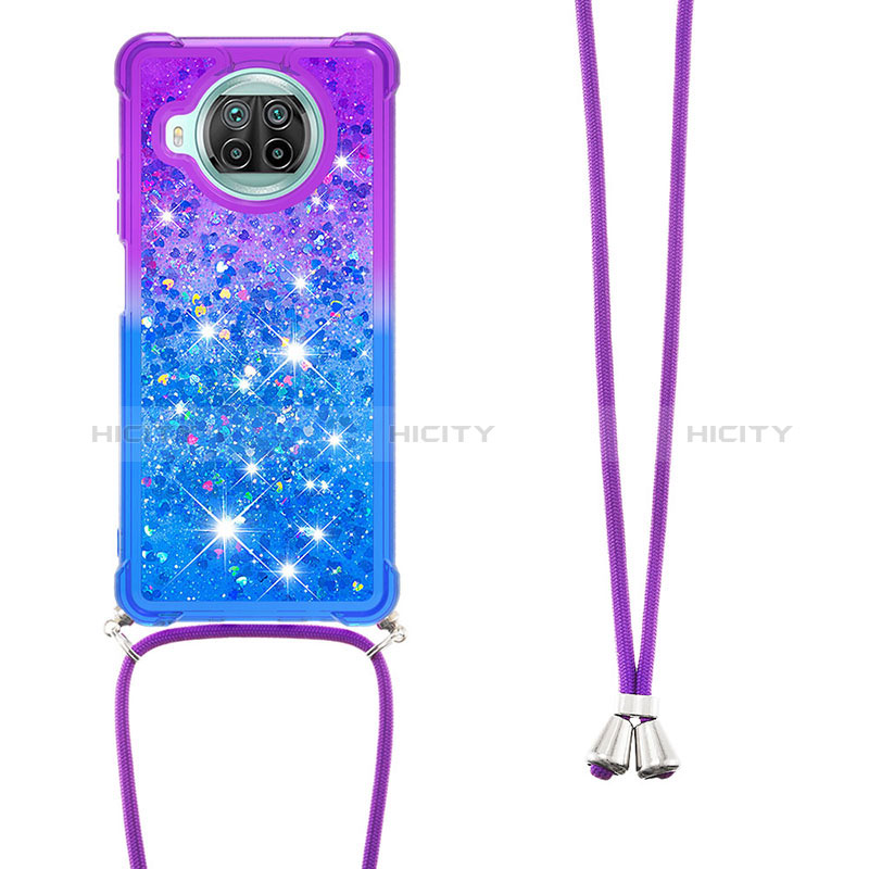 Silikon Hülle Handyhülle Gummi Schutzhülle Flexible Tasche Bling-Bling mit Schlüsselband Lanyard S01 für Xiaomi Mi 10i 5G