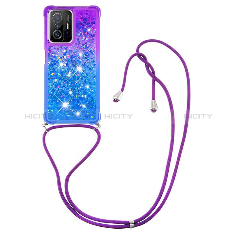 Silikon Hülle Handyhülle Gummi Schutzhülle Flexible Tasche Bling-Bling mit Schlüsselband Lanyard S01 für Xiaomi Mi 11T 5G