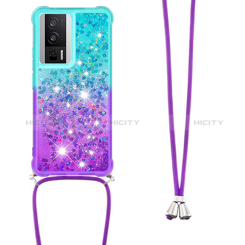 Silikon Hülle Handyhülle Gummi Schutzhülle Flexible Tasche Bling-Bling mit Schlüsselband Lanyard S01 für Xiaomi Redmi K60 5G groß