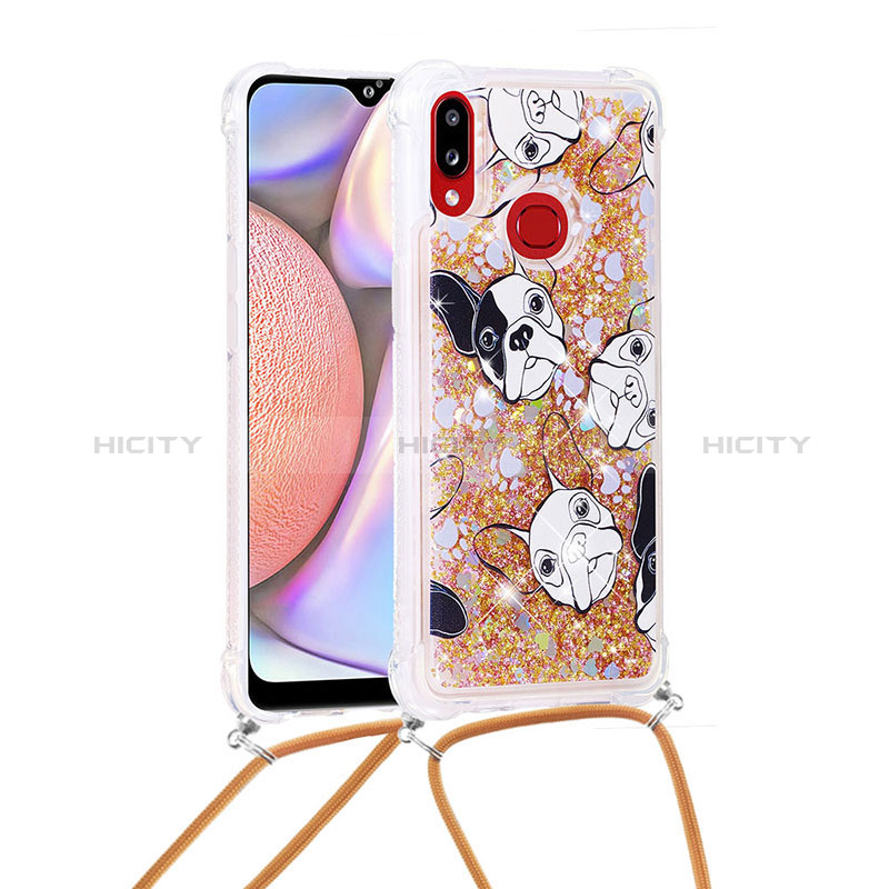 Silikon Hülle Handyhülle Gummi Schutzhülle Flexible Tasche Bling-Bling mit Schlüsselband Lanyard S02 für Samsung Galaxy A10s