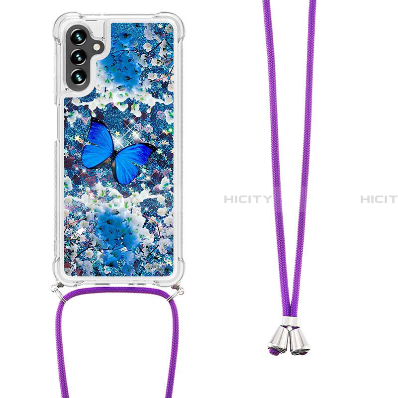 Silikon Hülle Handyhülle Gummi Schutzhülle Flexible Tasche Bling-Bling mit Schlüsselband Lanyard S02 für Samsung Galaxy A13 5G