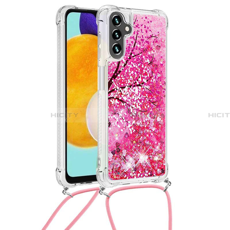 Silikon Hülle Handyhülle Gummi Schutzhülle Flexible Tasche Bling-Bling mit Schlüsselband Lanyard S02 für Samsung Galaxy A13 5G