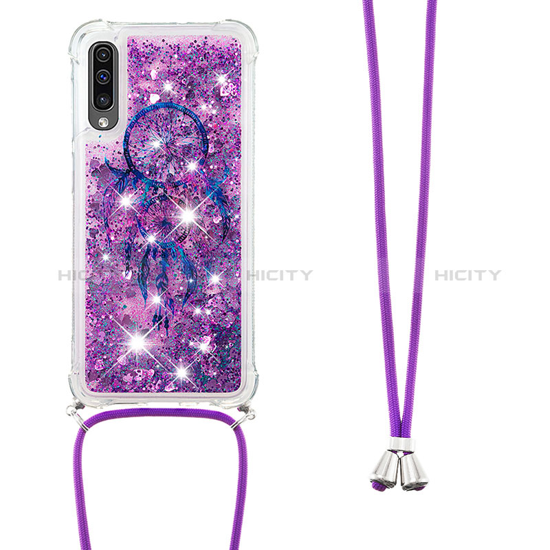 Silikon Hülle Handyhülle Gummi Schutzhülle Flexible Tasche Bling-Bling mit Schlüsselband Lanyard S02 für Samsung Galaxy A30S