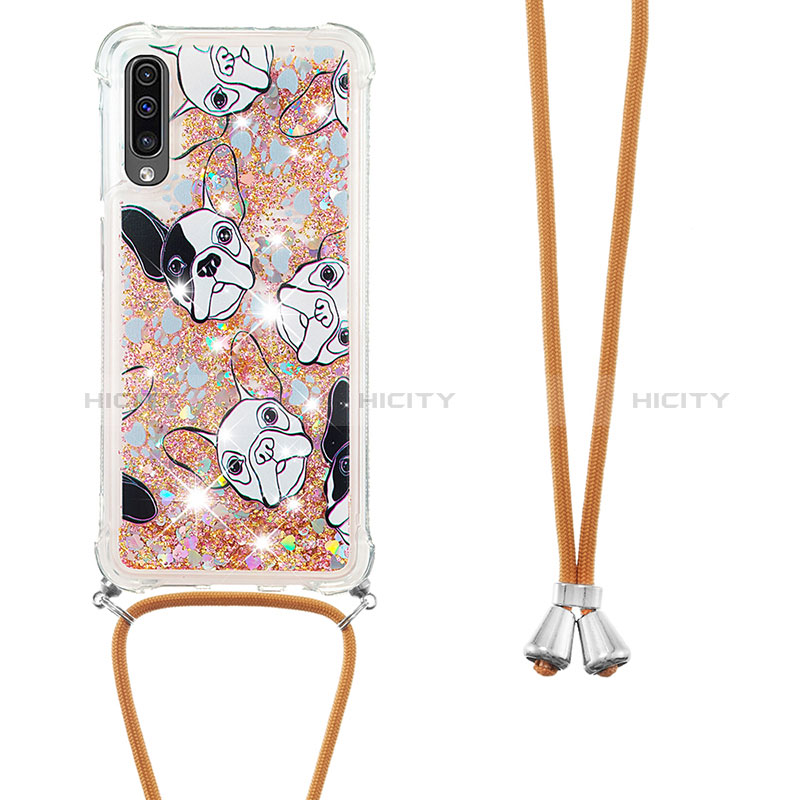 Silikon Hülle Handyhülle Gummi Schutzhülle Flexible Tasche Bling-Bling mit Schlüsselband Lanyard S02 für Samsung Galaxy A30S