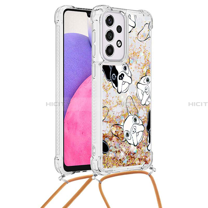 Silikon Hülle Handyhülle Gummi Schutzhülle Flexible Tasche Bling-Bling mit Schlüsselband Lanyard S02 für Samsung Galaxy A33 5G groß