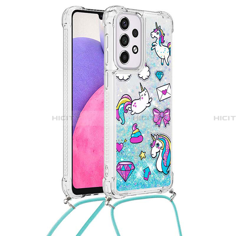 Silikon Hülle Handyhülle Gummi Schutzhülle Flexible Tasche Bling-Bling mit Schlüsselband Lanyard S02 für Samsung Galaxy A33 5G groß