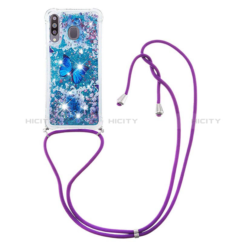 Silikon Hülle Handyhülle Gummi Schutzhülle Flexible Tasche Bling-Bling mit Schlüsselband Lanyard S02 für Samsung Galaxy A40s